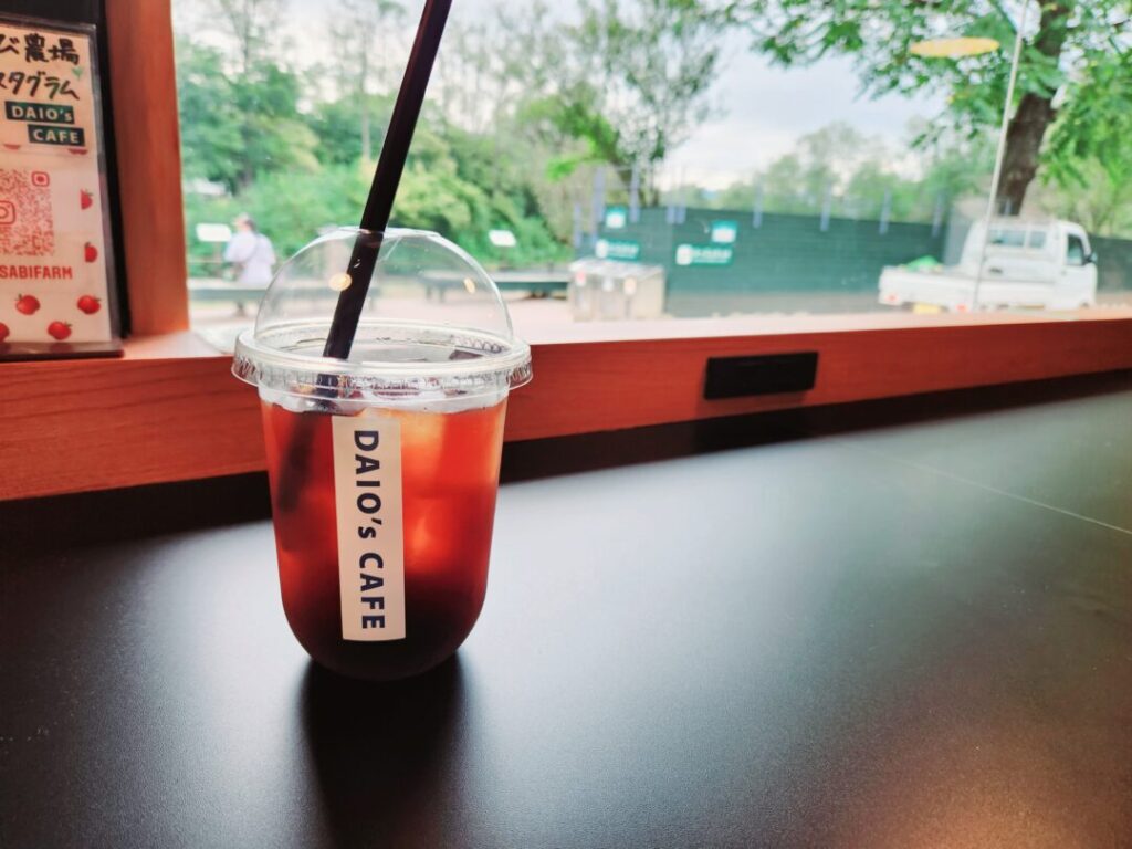 大王わさび農場のDAIO’S CAFE (ダイオーズ カフェ）のアイスコーヒー